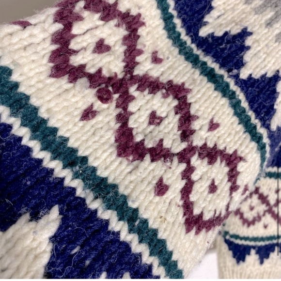 Sheep Landia Jacquard Crew Neck Wool Knit Sweater L - Picture 7 of 15